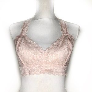 NWOT Felina Pink Lace Wireless Bralette Large